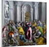 Christ driving the merchants from the temple painting by Domenikos Theotokopoulos dit Le Greco - Christ Driving the Traders from the Temple by El (1541-1614) Greco