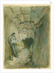 Rock-cut Conduit Under Robinson's Arch, Jerusalem, 1871 (w/c & pencil on paper by William 'Crimea' Simpson