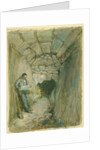 Rock-cut Conduit Under Robinson's Arch, Jerusalem, 1871 (w/c & pencil on paper by William 'Crimea' Simpson
