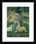 Female Peasant Carding Wool, 1875 by Camille Pissarro
