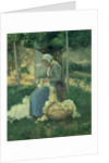 Female Peasant Carding Wool, 1875 by Camille Pissarro