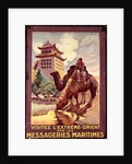 Camels Watering in front of the Gates of Pekin, poster advertising the 'Messageries Maritimes', c.1920 by Ruedolf