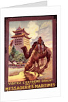 Camels Watering in front of the Gates of Pekin, poster advertising the 'Messageries Maritimes', c.1920 by Ruedolf
