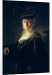 Young Woman in Fancy Dress by Rembrandt Harmensz. van Rijn