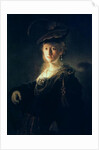 Young Woman in Fancy Dress by Rembrandt Harmensz. van Rijn
