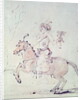 Shah Jehan with falcon on horseback by Rembrandt Harmensz. van Rijn