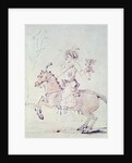 Shah Jehan with falcon on horseback by Rembrandt Harmensz. van Rijn