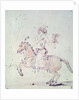 Shah Jehan with falcon on horseback by Rembrandt Harmensz. van Rijn