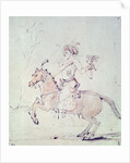 Shah Jehan with falcon on horseback by Rembrandt Harmensz. van Rijn