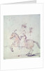 Shah Jehan with falcon on horseback by Rembrandt Harmensz. van Rijn
