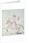 Shah Jehan with falcon on horseback by Rembrandt Harmensz. van Rijn