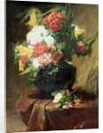 Peonies in a Vase on a Draped Table. 1895 by Georges Jeannin