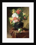 Peonies in a Vase on a Draped Table. 1895 by Georges Jeannin