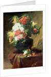 Peonies in a Vase on a Draped Table. 1895 by Georges Jeannin