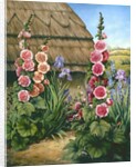 Cottage Garden with Hollyhocks, 1995 by Amelia Kleiser