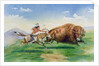 Sioux hunting buffalo on decorated pony by American School