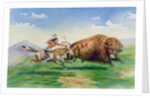 Sioux hunting buffalo on decorated pony by American School
