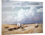 wagons couverts se dirigeant vers l'ouest by Newell Convers Wyeth