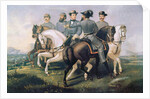 President of the Confederate States during the American Civil War, with his generals by American School