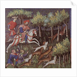 Medieval aristocrats hunting foxes by English School