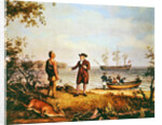 William Penn arrives in America for the first time and meets a Native American in 1682 by Thomas Birch