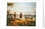 William Penn arrives in America for the first time and meets a Native American in 1682 by Thomas Birch