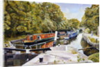 Knowle top lock, 2003 by Kevin Guild of Railway Artist Parrish