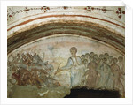 Fresco from the interior of the Via Latina Catacombs, 6th century by Roman Roman