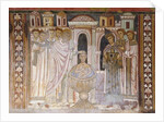 Baptism of Constantine which heals his leprosy by School Italian