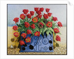Getting There, 2011 flowers; tulips; still life; window box; toad; frog; butterflies; by Pat Scott