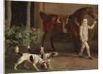 Detail from William Henry Cavendish Bentinck, 3rd Duke of Portland in front of Welbeck Abbey Riding Stables, 1766-7 by George Stubbs