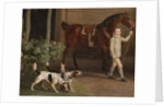 Detail from William Henry Cavendish Bentinck, 3rd Duke of Portland in front of Welbeck Abbey Riding Stables, 1766-7 by George Stubbs