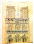 Project of for restoration of west facade of Notre Dame cathedral in Paris with the spire, 1843 by Eugene Emmanuel Viollet-le-Duc