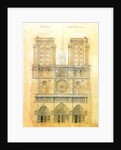 Project of for restoration of west facade of Notre Dame cathedral in Paris with the spire, 1843 by Eugene Emmanuel Viollet-le-Duc