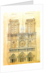 Project of for restoration of west facade of Notre Dame cathedral in Paris with the spire, 1843 by Eugene Emmanuel Viollet-le-Duc