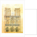 Project of for restoration of west facade of Notre Dame cathedral in Paris with the spire, 1843 by Eugene Emmanuel Viollet-le-Duc