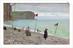 Beach scene at Fecamp, northern France by Francois Auguste Didier Clovis