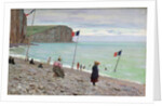 Beach scene at Fecamp, northern France by Francois Auguste Didier Clovis