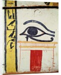Wedjat Eye, detail from the sarcophagus cover of the Lady of Madja, New Kingdom, c.1450 BC by Egyptian 18th Dynasty