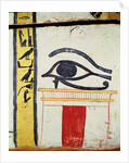 Wedjat Eye, detail from the sarcophagus cover of the Lady of Madja, New Kingdom, c.1450 BC by Egyptian 18th Dynasty