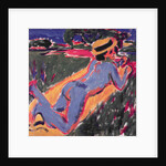 Blue Reclining Nude with a Straw Hat, 1908 by Ernst Ludwig Kirchner