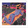 Blue Reclining Nude with a Straw Hat, 1908 by Ernst Ludwig Kirchner