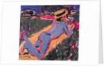 Blue Reclining Nude with a Straw Hat, 1908 by Ernst Ludwig Kirchner