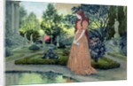 Young girl in a garden by Eugene Grasset