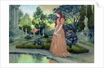 Young girl in a garden by Eugene Grasset
