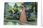 Young girl in a garden by Eugene Grasset