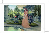 Young girl in a garden by Eugene Grasset