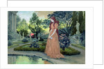 Young girl in a garden by Eugene Grasset