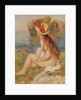 Seated female bather in a straw hat by Pierre Auguste Renoir