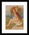 Seated female bather in a straw hat by Pierre Auguste Renoir